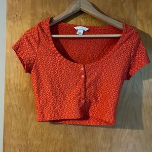 Bright red/orange h&m crop top